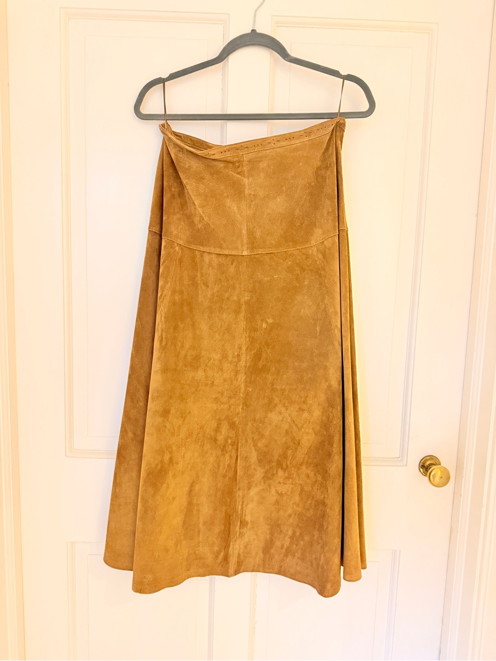 HUNTER BELL Camel Suede A-Line Skirt